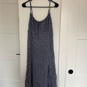 Abercrombie Slate Blue Polka Dot Slip Dress